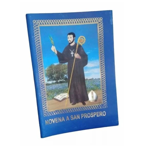 Estampa de San Próspero de Aquitania con palma y báculo
